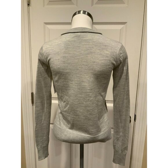 Diane Von Furstenberg Gray & Silver Sequin "Paryse" 100% Wool Sweater, Size P - Picture 6 of 11